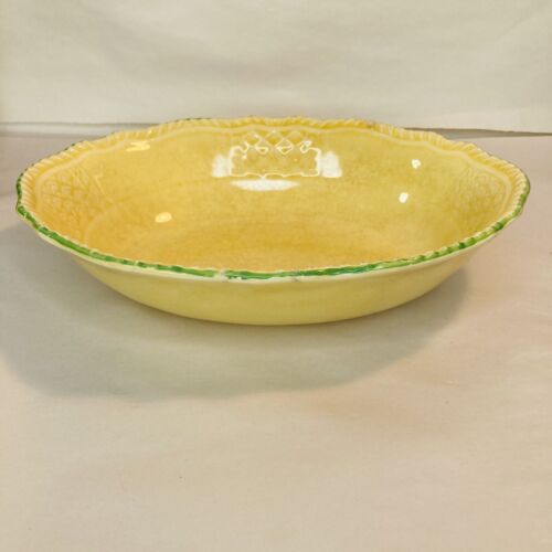 Homer Laughlin Vintage Embossed Yellow Green Small Oval Scalloped Bowl B30N8 - Picture 4 of 11