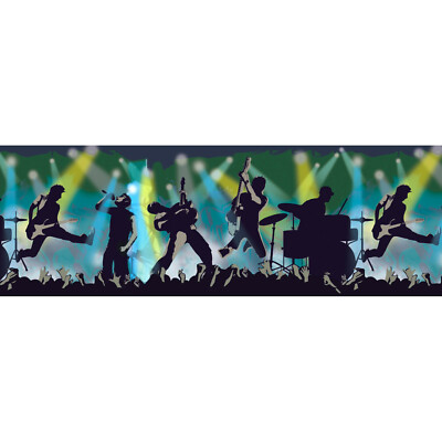 Blue Band in Concert Rock & Roll Music Easy Walls Wallpaper Border BYR94152B