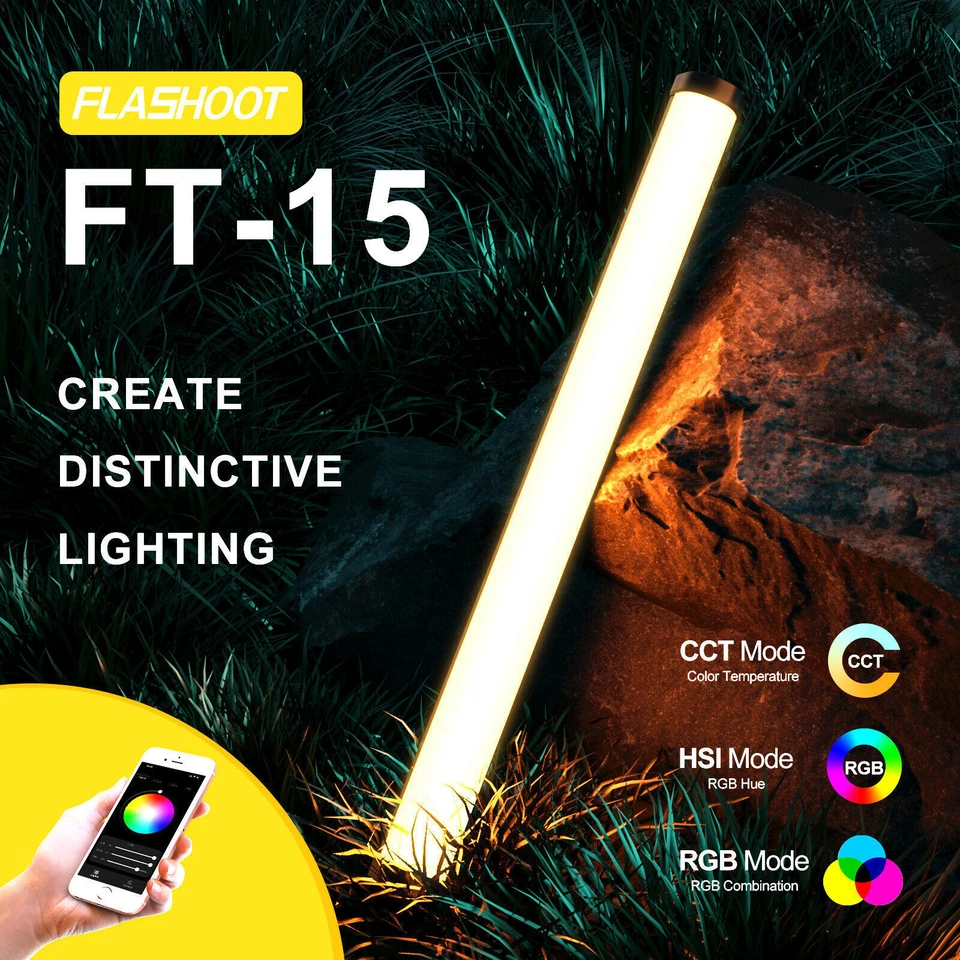 FLASHOOT FL-T15 RGB LED Video Light Lamp Full Color 2800K-8000K With APP Control - Image 4 of 4