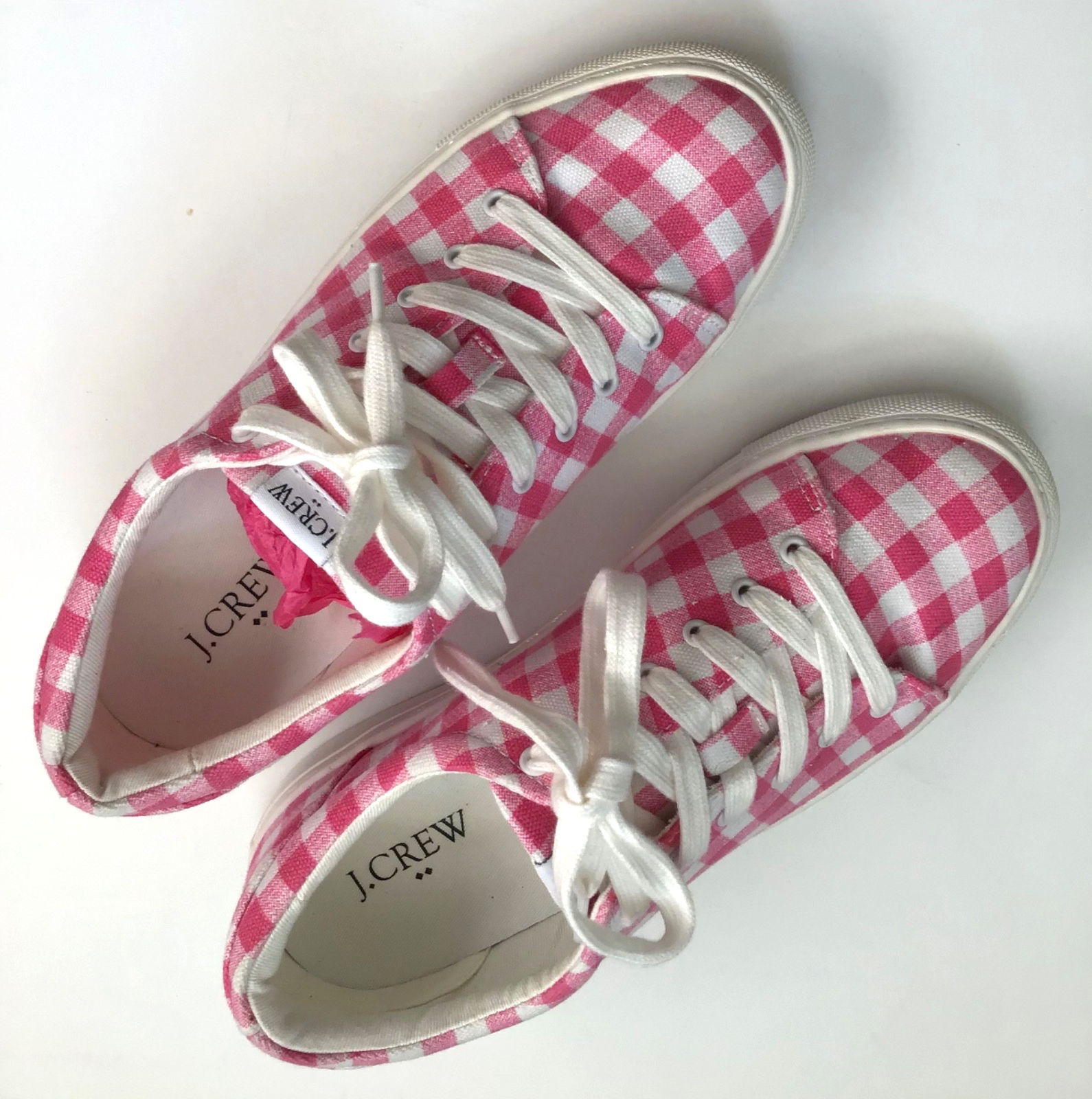 SAOLA Sneakers J CREW donna punta tonda stringate suola gomma quadri quadri ROSA TAGLIA 7