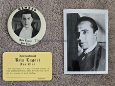 BELA LUGOSI Original Fan Club Pin/Membership Card & Fan Club Photo-1960s-RARE