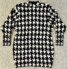Express Houndstooth Sweater Dress Womens XL Black & White Strong Shoulder $128