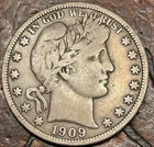 1909 50C Barber Half Dollar USA 🇺🇸 Historic Silver Coin 🪙
