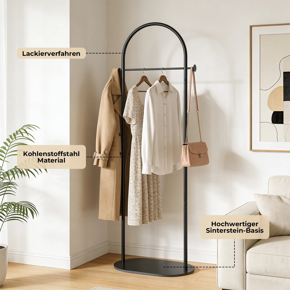 Garderobenständer Kleiderständer Metall 170cm Industrielle Freistehend Garderobe