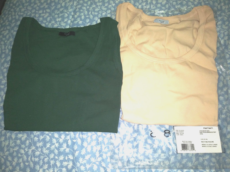 Avon Studio 2 Pack Women's Rib Tanks Size L, Beige & Khaki Green,  New