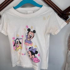 Vintage Disney Babies Mickey Minnie White T 24m