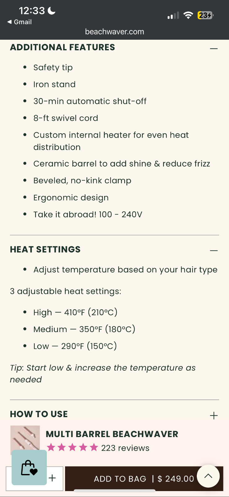 BRAND NEW (NEVER USED) MULTI BARREL BEACHWAVER in Pink Rosegold