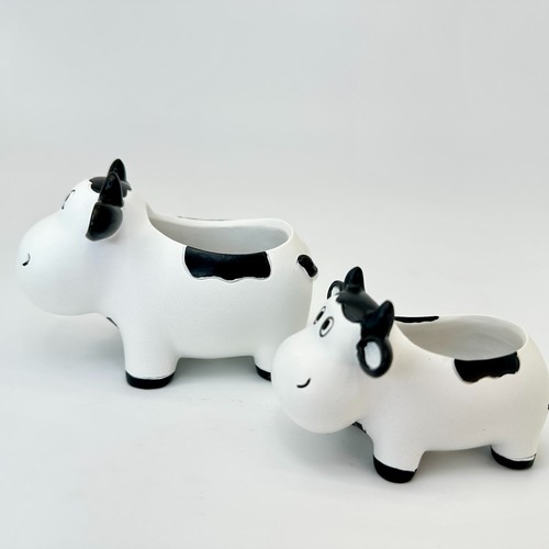 Set of 2 Whimsical Ceramic Cow Succulent Planters – Indoor Outdoor – New in Box - Picture 6 of 7