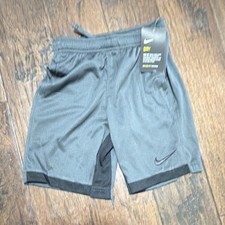 Nike Dri-FIT Boys Gray Mesh Athletic Shorts Size 7 Drawstring Elastic Waist