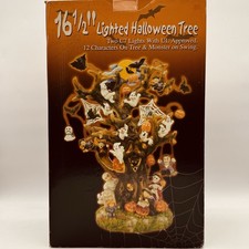Haunted Monster Halloween Lighted Tree W/ Characters Light Cord In Box