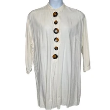 ELOQUII Womens Oversized Buttons Tunic Size 16 Flowy Coastal Eclectic Boho Artsy