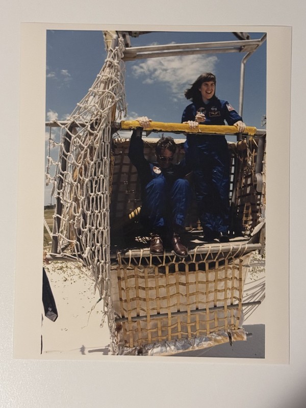 NASA STS-57 Ronald Grabe Checks Emergency Exit System Press Photo