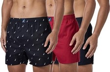 Nautica Mens Cotton Woven 3 Pack Boxer