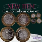 Asst  .999 Fine Silver Center Casino Token Chips $10 Token Lot of 4  #072