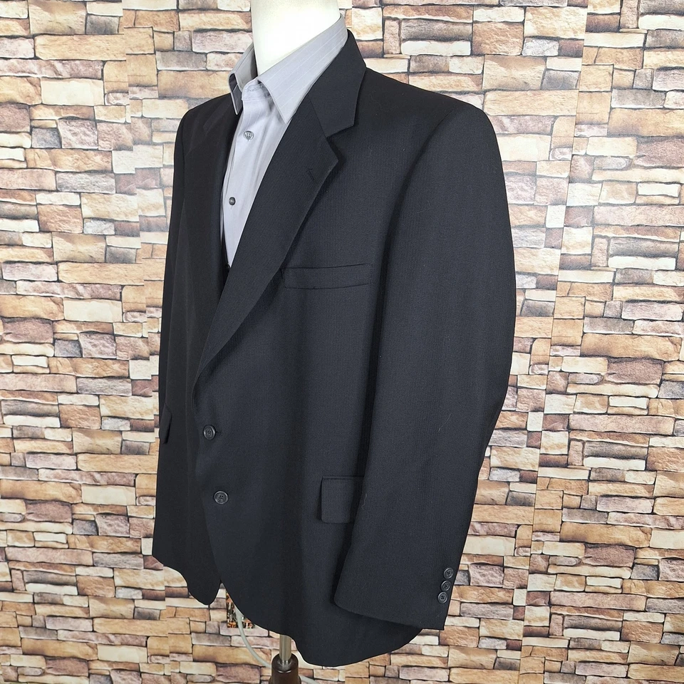 Chaqueta Blazer Botany 500 Para Hombre 48R Portly Negra Microespiga De Colección Foto 4 de 4
