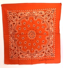 Vintage Hav-A-Hank Bandana BRIGHT ORANGE Paisley Handkerchief Cotton RN 15187