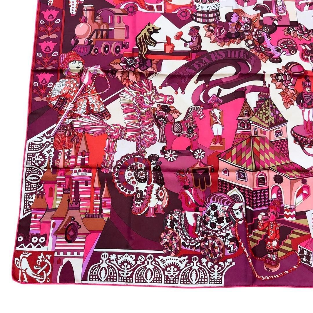Hermès Carres 90 Silk Scarf ZABAVUSHKA Purple & Blue Rare Item image 2