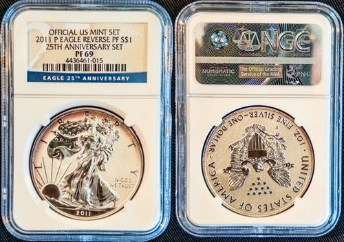 2011 American Silver Eagle 25th Anniversary NGC PF69 Ultra Cameo Toning