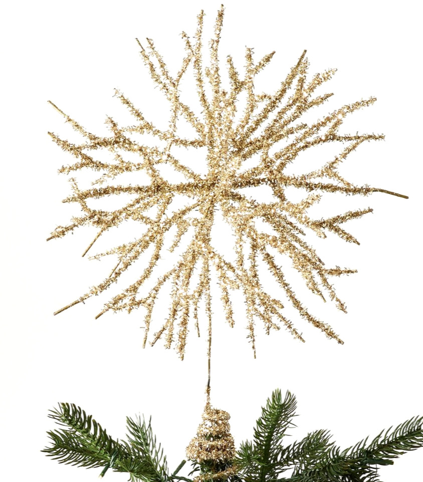 Pottery Barn ~ German Glass Glitter Coral Tree Topper ~ NIB ~ NLA + HTF!!