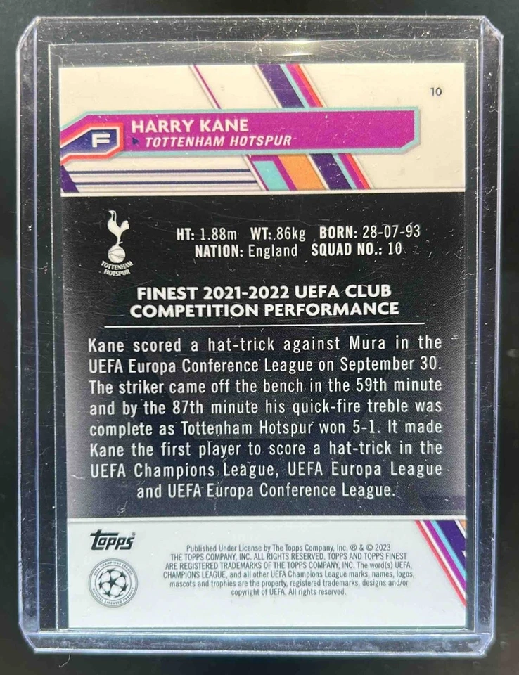 2022 Finest UEFA Harry Kane Green Lava Refractor #15/99 Tottenham - Image 2 of 2