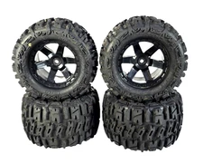 4x Proline Trencher #1170 1/10 Monster Truck Tires on 12mm Hex Wheels Used Dirty