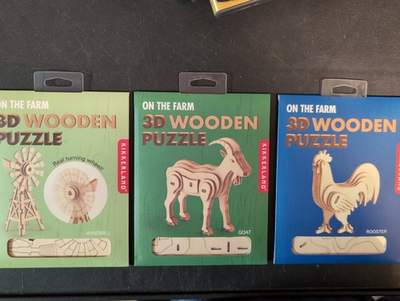 #ad Kikkerland 3D On The Farm Wooden Puzzle 🐓 🐐 Windmill Build Your Own New Lot $12.00