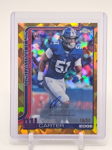 ABDUL CARTER 2025 TOPPS CHROME SAPPHIRE ROOKIE AUTO V GOLD /50 GIANTS B Q6821