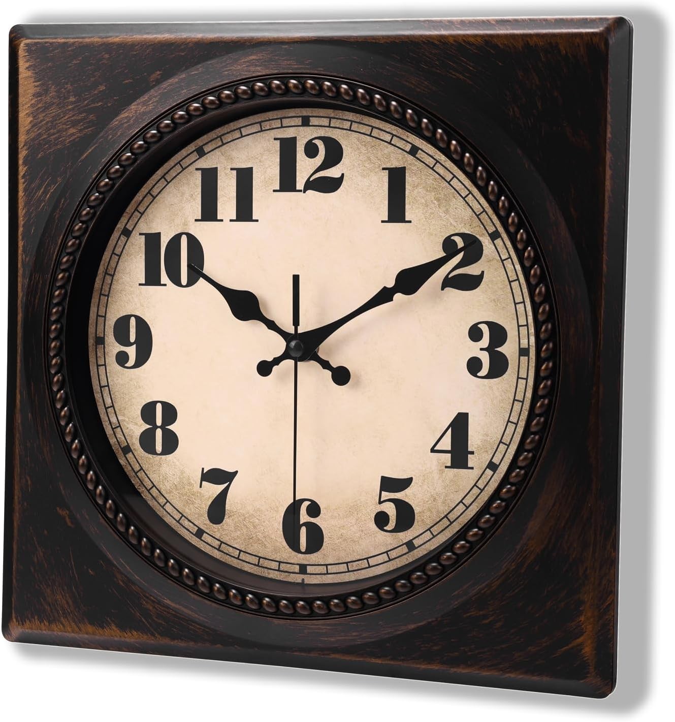 Wall Clock Vintage 1950s Style - Square Retro 12 Inch Wall Clocks Battery Operat