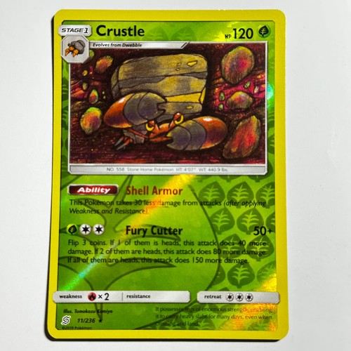 Crustle 11/236 Rare Reverse Holo Card SM - Unified Minds SM11 Pokemon TCG LP