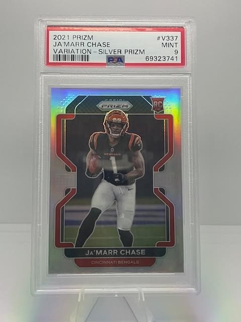 2021 Prizm #V-337 - Jamarr Chase - Variation Silver RC Rookie - PSA 9 MINT