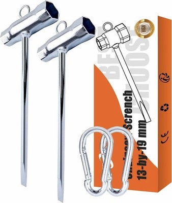 Chainsaw Wrench, 2 Pack Chainsaw Tool Chain Saw Scrench with Hook, 13 by 19mm 1/