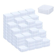 100 Pcs Small Plastic Storage Boxes with Hinged Lids 2.2 x 0.8 Inch Clear Bead