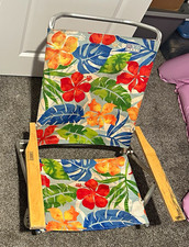 Rio Beach Folding Beach Chair w/ Armrests, Multicolor Beach  Tropical Theme