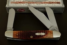 🔥 Rare 2016 Case XX 6347 Checkered Chestnut Bone Stockman Pocket Knife