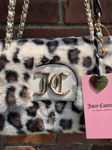 New Juicy Couture fluffy flap  Snow Leopard Shoulder Bag HTF - Picture 7 of 8
