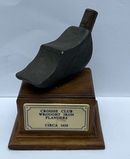 Wrought Iron Golf Club replica Paperweight ornament on a  square wooden base