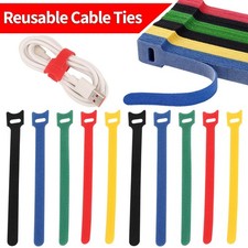 Image of 50pcs Hook and Loop Cable Ties Strap Adjustable Reusable Releasable Closure Wrap