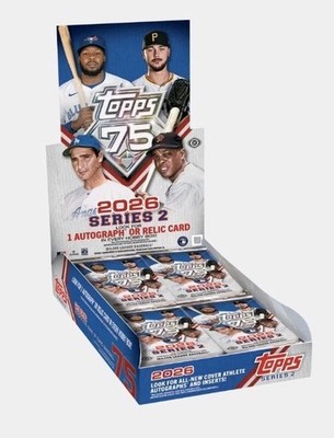 $ 2026 TOPPS SERIES 2 BASEBALL MLB HOBBY BOX SEALED 75TH ANNIVERSARY CARDS