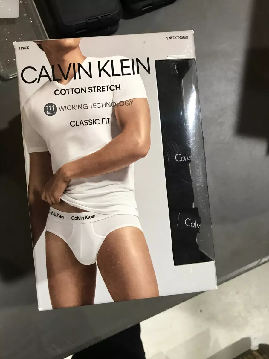 Calvin klein cotton stretch v neck t shirt cheap