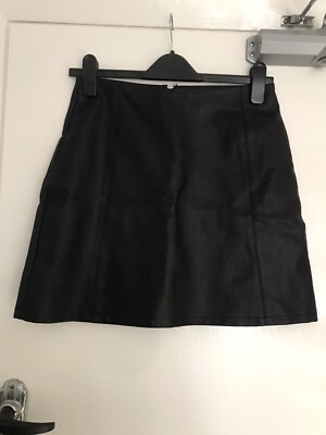 Ladies Primark black faux leather mini skirt size 10 UK