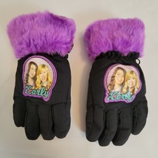 Girls I Carly Winter Nylon Snow Gloves OSFM Black Purple Nickelodeon Warm 