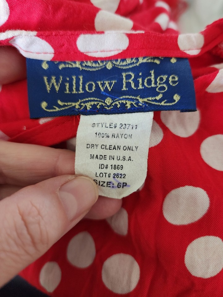 Vintage Willow Ridge Women's Red Polka Dot Dress Size 6P S/M eBay