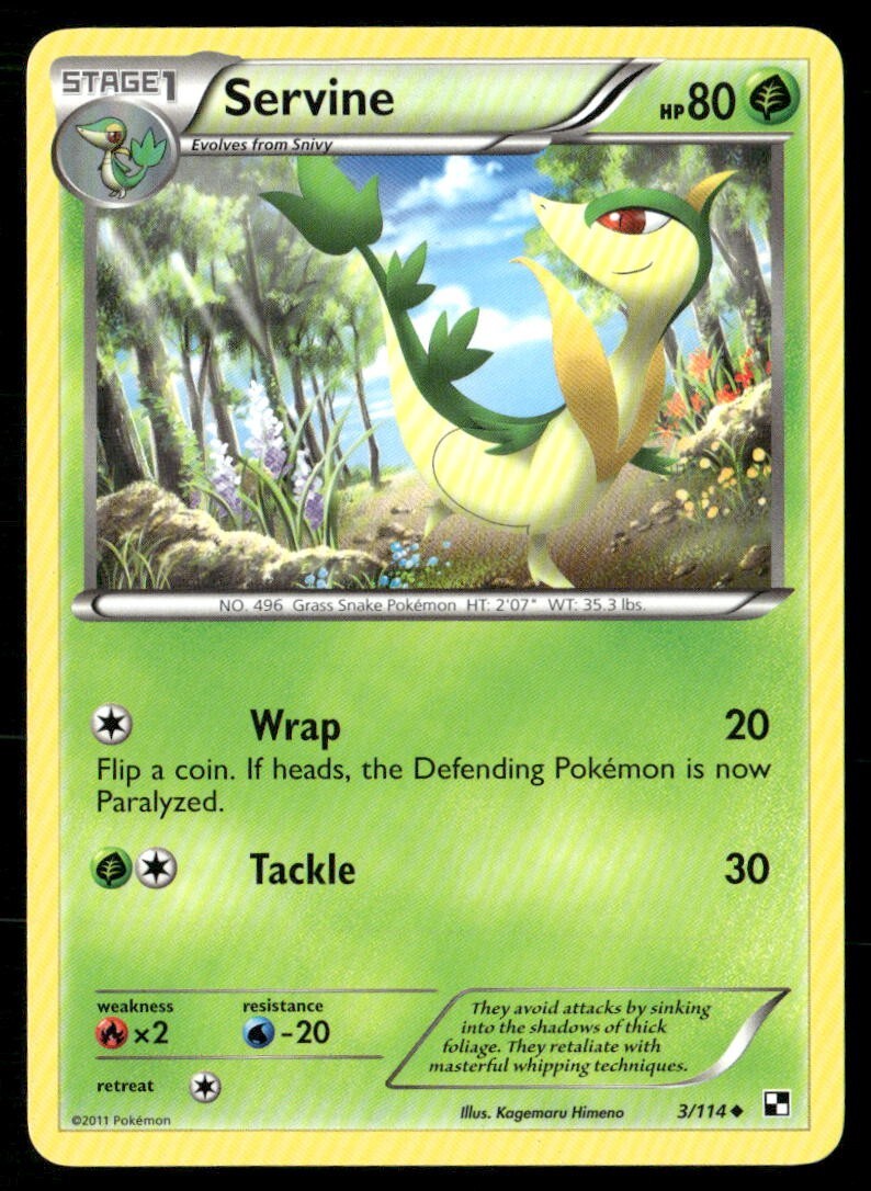 2011 Black & White Set Pokemon Card 003  Servine LP