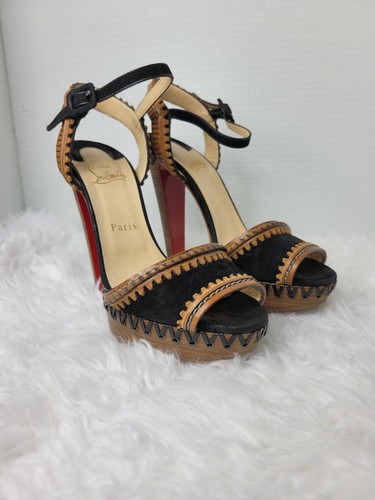 Christian Louboutin Suede Trepi Damengröße 8 Prive Pumps schwarz Wildleder Schuhe