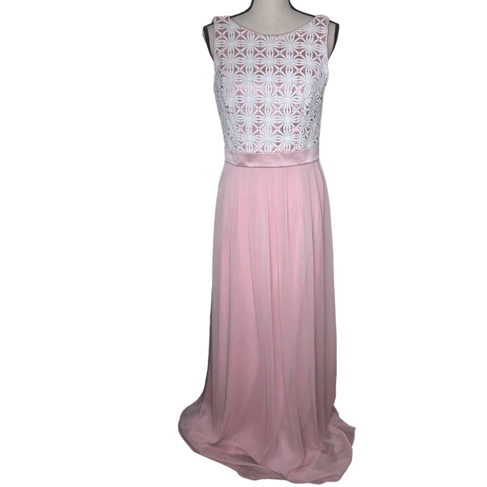 Vestido Lela Rose LR1821V Rosa con Crochet Encaje Corpiño Dama de honor/Formal Talla 10 Foto 3 de 4