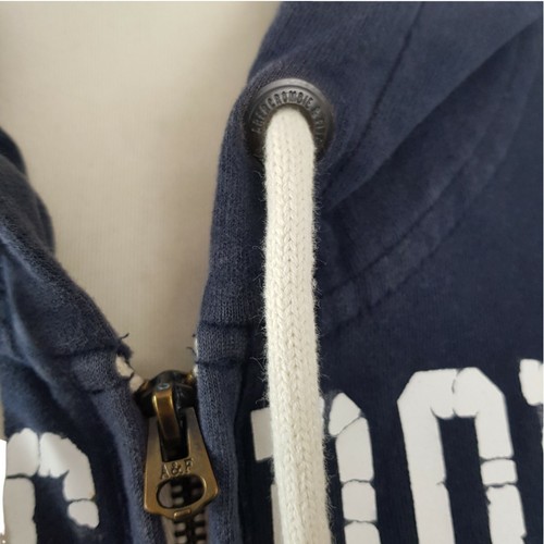 Abercrombie & Fitch Womens Hoodie Sweatshirt Size L Navy Cotton Full Zip - Picture 3 of 8