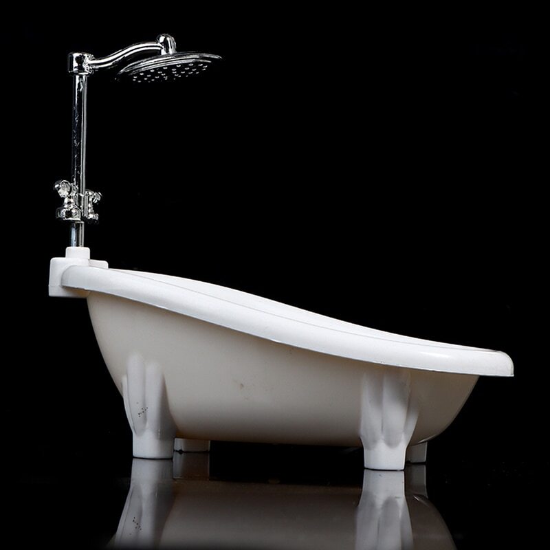 Dollhouse 1/6 Scale Miniature Shower White Bathtub Bathroom Plastic
