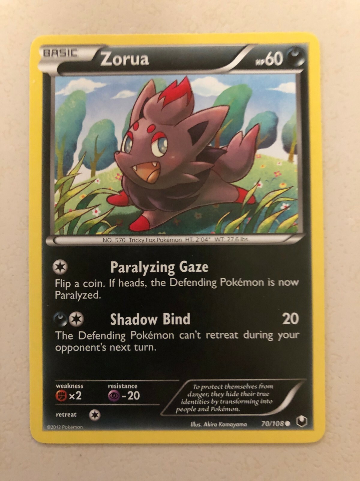 Pokemon Zorua 70/108 Dark Explorers NM-Mint See Pictures