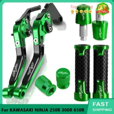 For KAWASAKI NINJA 250R 300R 650R CNC Handle Grips Cap Brake Clutch Levers Set