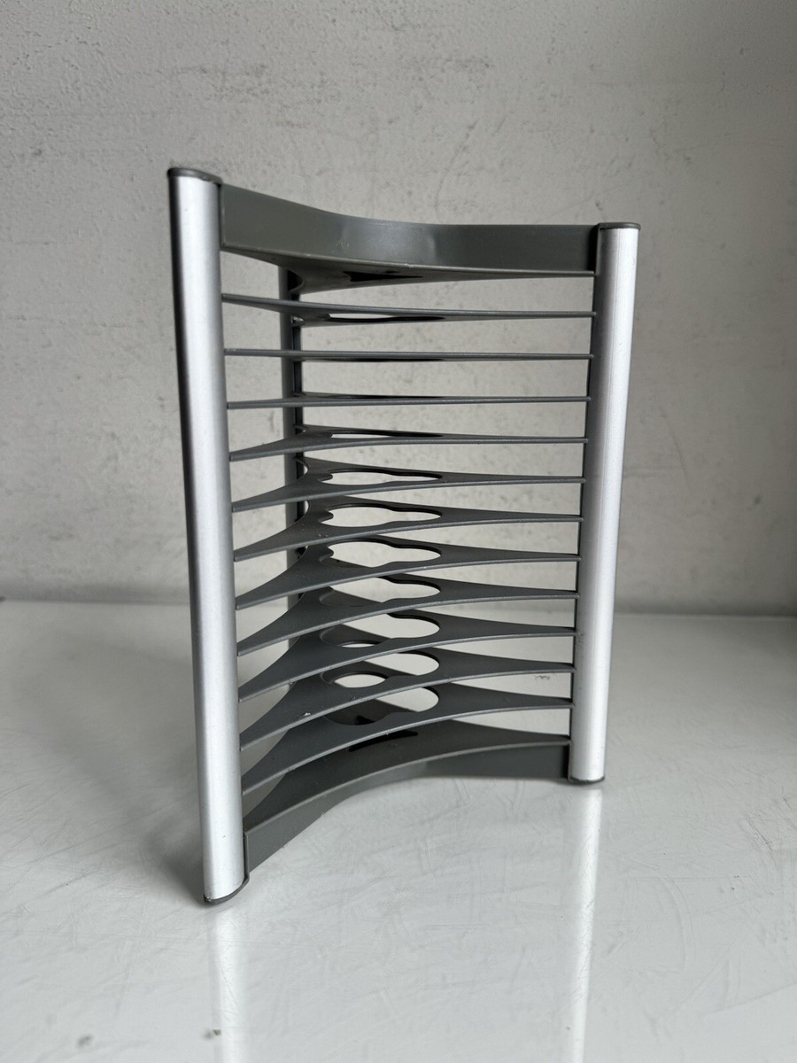 12 Disc CD Tower Storage Rack Tower Grey/Silver-RARE VINTAGE Media
